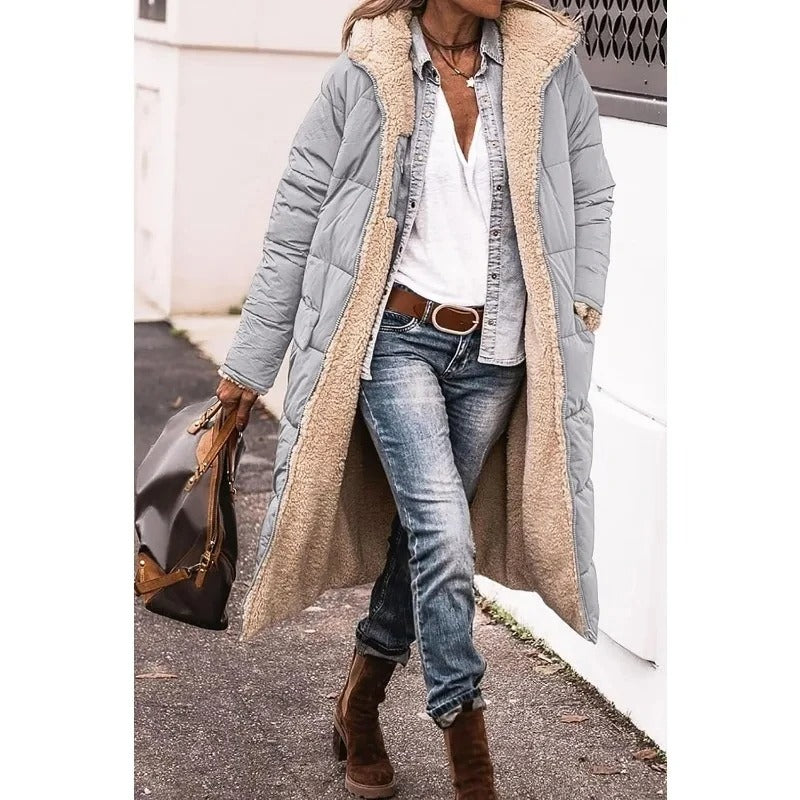 Zoe™ - Comfortable Warm Fleece Long Hooded Puffer Jacket