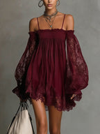 Camille | Elegant Lace Off Shoulder Mini Dress