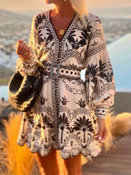 Laila - Printed Beach Loose Mini Dress