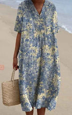 Margaret - Vibrant Floral Garden Print Flowy Summer Dress