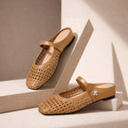 Goldie | Women's Mary Jane Mules Woven Flat Slip On Shoes
