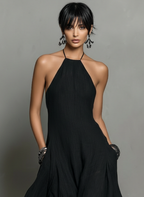 Women's Minimalist Halter Neck Sleeveless Maxi Dress