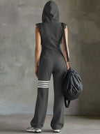 Giada | Retro Sports Jumpsuit with Hood and Stripes