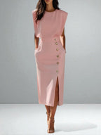 The Noemi Button Midi Dress