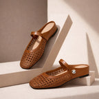 Goldie | Women's Mary Jane Mules Woven Flat Slip On Shoes