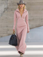 Gaia | Sporty Dress with Zipper and V-Neck