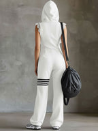 Giada | Retro Sports Jumpsuit with Hood and Stripes
