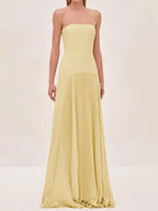 Sage | Women's Strapless Pleated Maxi Dress Formal Evening Gown