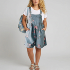 Judy | Vintage Washed Soft Cotton Feel Denim Floral Jumpsuit