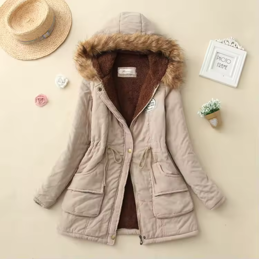 Therelle™ - Autumn/Winter Jacket with Hood, Embroidery, and Fitted Cut