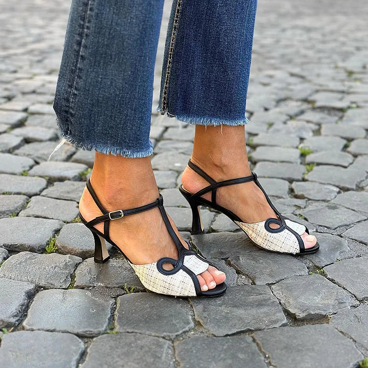 MEDIUM HEEL SANDALS RETRO STYLE