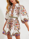 Jenny - Puff Sleeve Pocketed Shirt Mini Dress