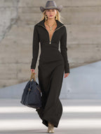 Gaia | Sporty Dress with Zipper and V-Neck