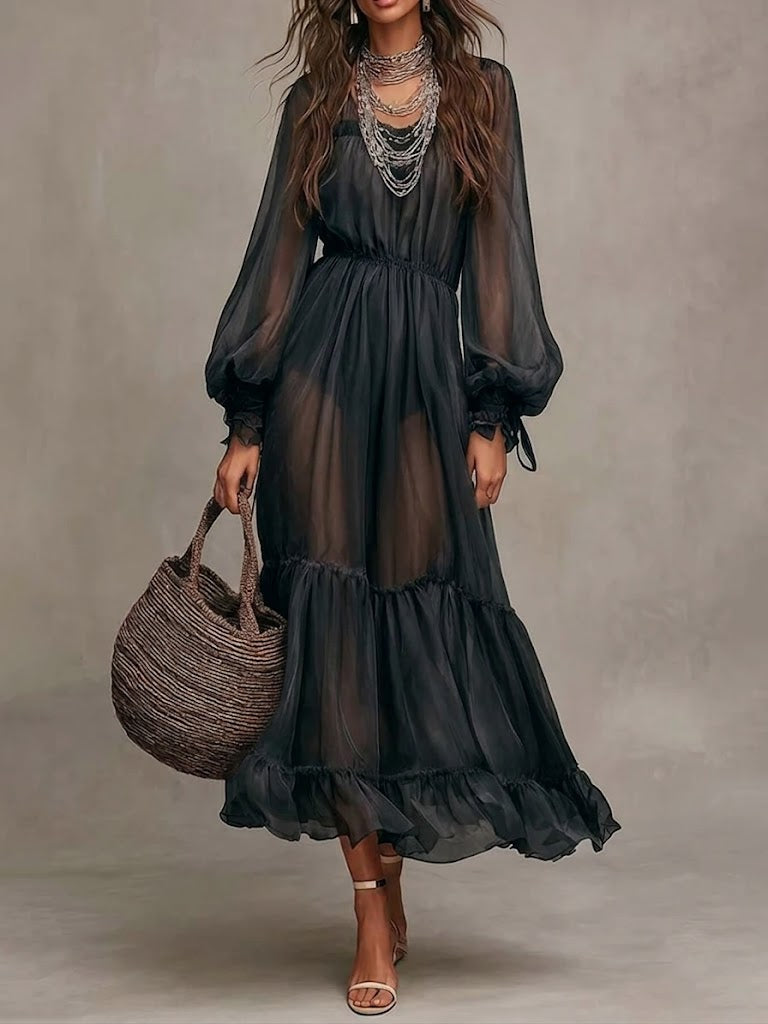 Gerda | Elegant Midi Dress with V-Neck