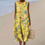 Megan | Vintage Printed Loose Fit Summer Maxi Dress