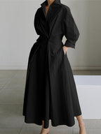 Brynn | Elegant Polo Collar A-Line Maxi Dress