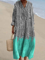 Felicia - Colorful Stripe Art Print Dress