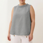 Maria | Sleeveless Roll Collar Top