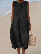 Ladies Casual Printed Round Neck Sleeveless Dress