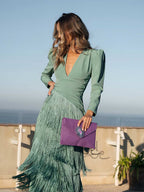 Fringe Dress Sage