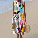 Megan | Vintage Printed Loose Fit Summer Maxi Dress