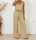 Milena - Minimalist Top and Wide-Leg Pants Set