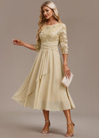 Elin™ | Champagne Dress with Delicate Embroidery