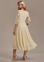 Elin™ | Champagne Dress with Delicate Embroidery