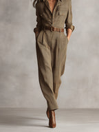 Celia | Brown Checkered Jumpsuit with Refined Details