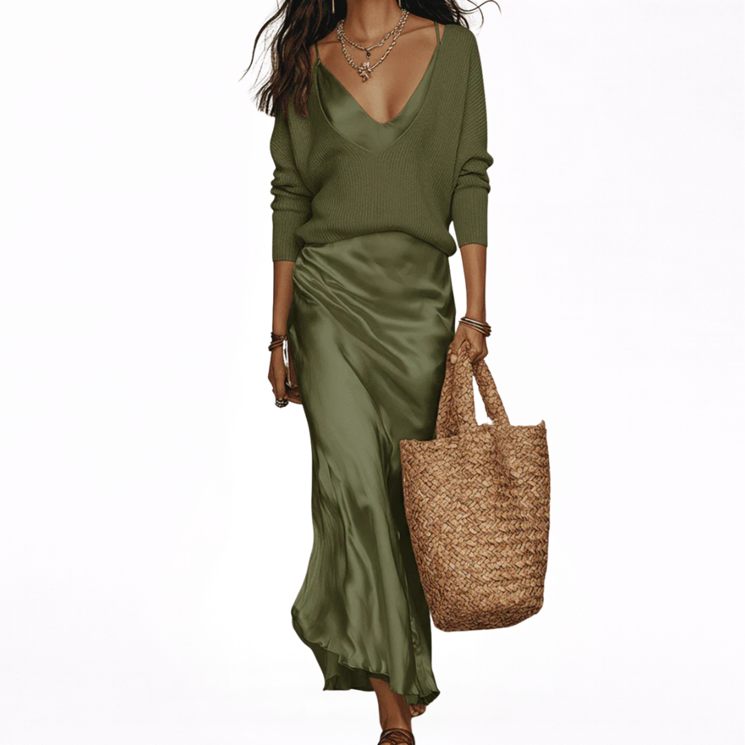 Elena | Satin Midi Dress