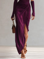 Rosalia - Elegant Purple Maxi Dress Sexy One Shoulder
