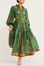 Lily - Heaven Bird Print Balloon Sleeve Dress