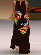 Honor - Chic Mask Print Maxi Dress