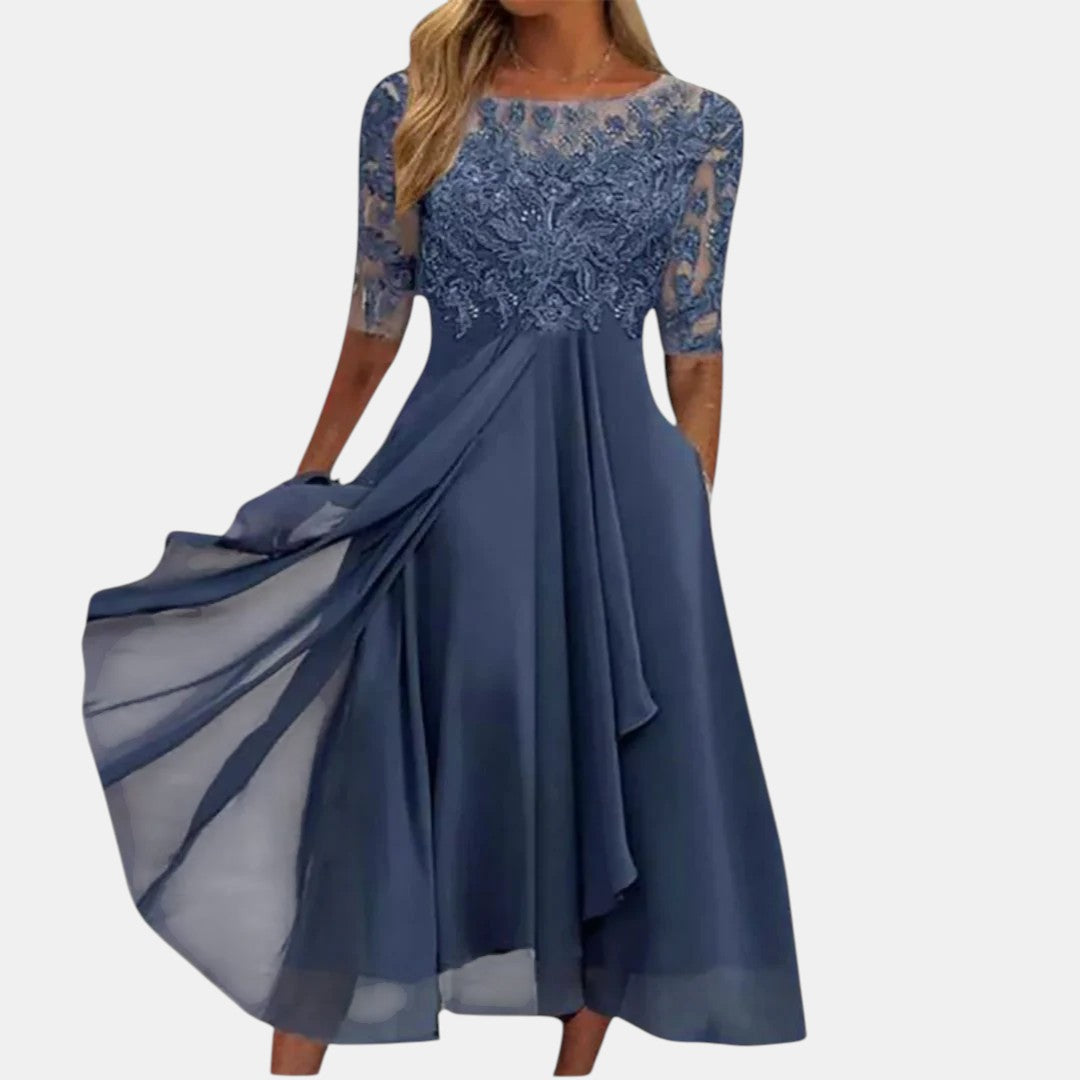 Rhonda | Elegant Lace Wedding Guest Maxi Dress