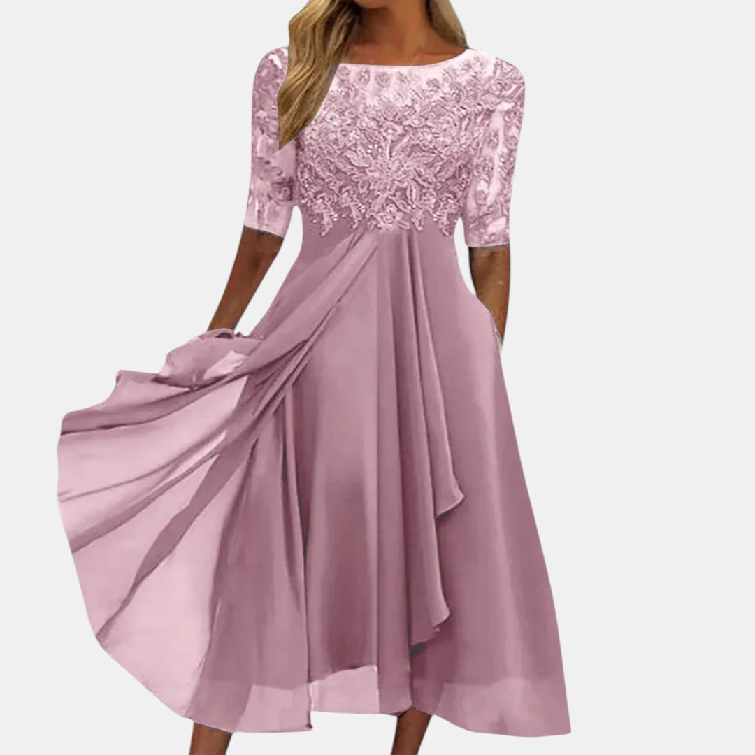 Rhonda | Elegant Lace Wedding Guest Maxi Dress