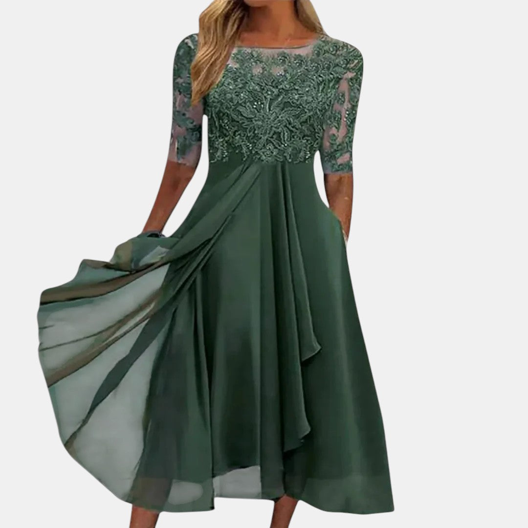 Rhonda | Elegant Lace Wedding Guest Maxi Dress