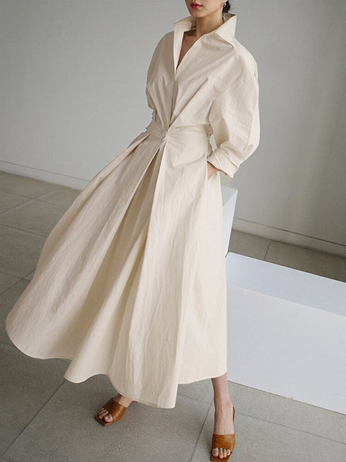 Brynn | Elegant Polo Collar A-Line Maxi Dress