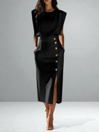 The Noemi Button Midi Dress