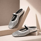 Goldie | Women's Mary Jane Mules Woven Flat Slip On Shoes