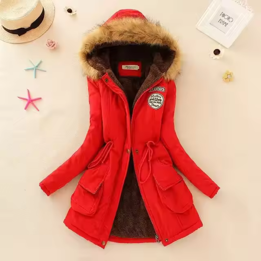 Therelle™ - Autumn/Winter Jacket with Hood, Embroidery, and Fitted Cut