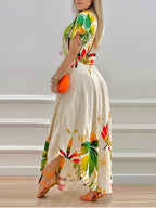 Aubrey™ - Stylish Tropical Print Dress Set