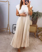 Sophia - Elegant Spliced Pleated Maxi Dress