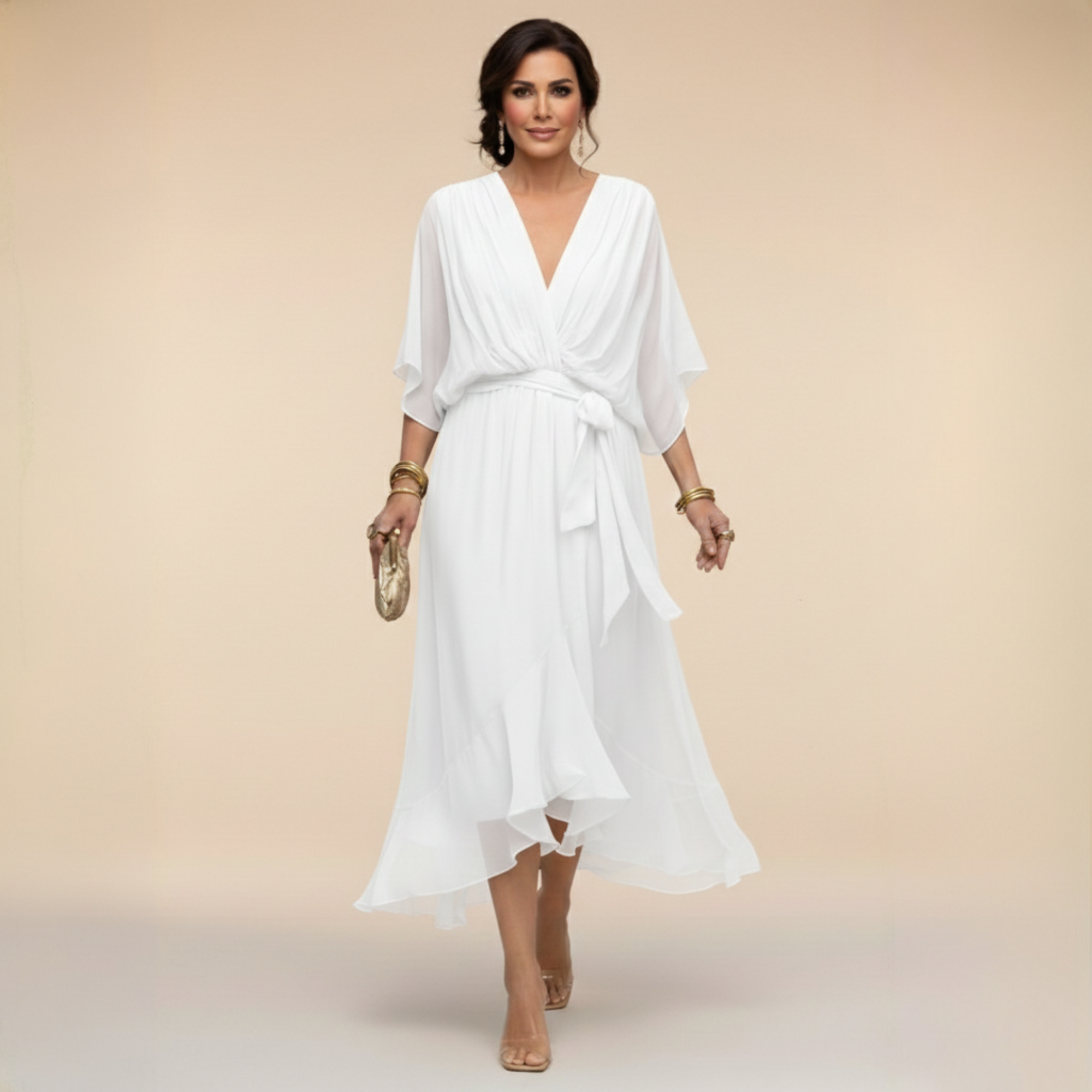 Monica | Chiffon Dress with V-Neck