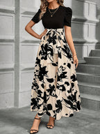 Briony - Floral High-Waist Dress with Ruffle Hem