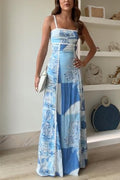 Eleonore | Maxi Dress Printed with Bow and Ric Rac Straps