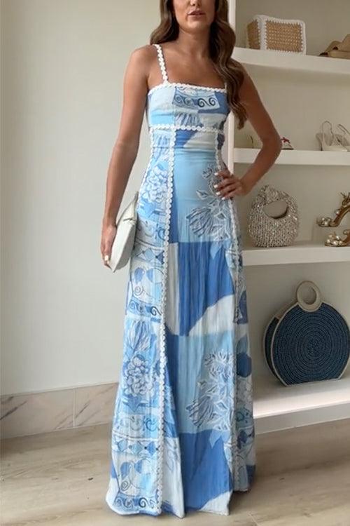 Eleonore | Maxi Dress Printed with Bow and Ric Rac Straps