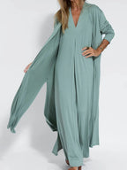 Maxi Dress Without Sleeves with V-Neck and Slit Plus Sizes