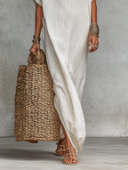 Women's Minimalist Loose-fitting Shirt Maxi Dress