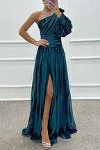 Shiloh - Elegant Striped Wedding Guest Maxi Dress with One Shoulder