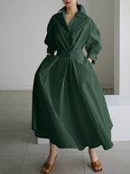 Brynn | Elegant Polo Collar A-Line Maxi Dress